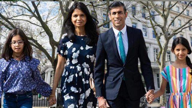 El primer ministro británico junto a su mujer y sus hijas en un montaje de JALEOS.