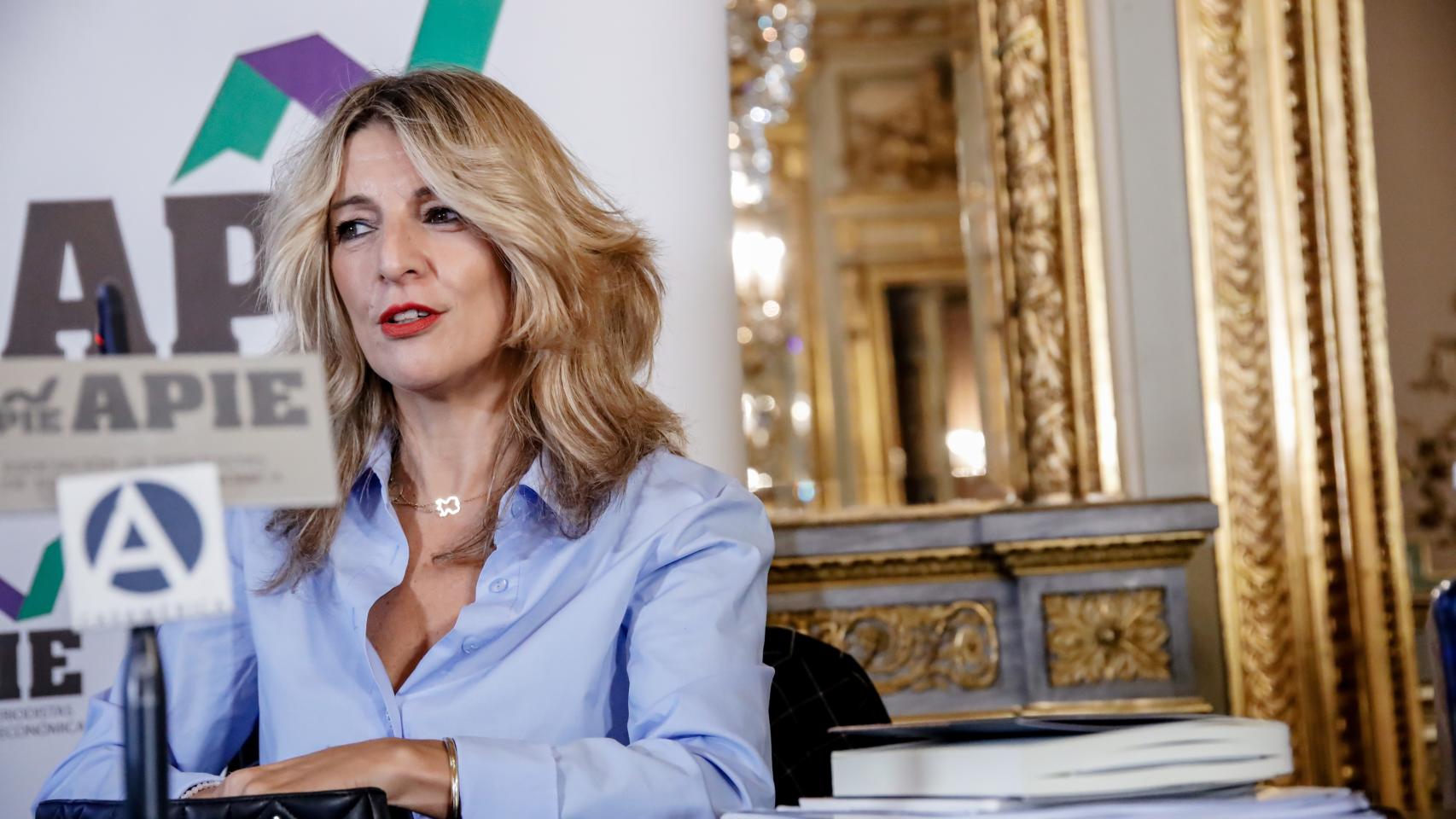 Yolanda Díaz, vicepresidenta segunda y ministra de Trabajo, en elacto celebrado por la APIE.