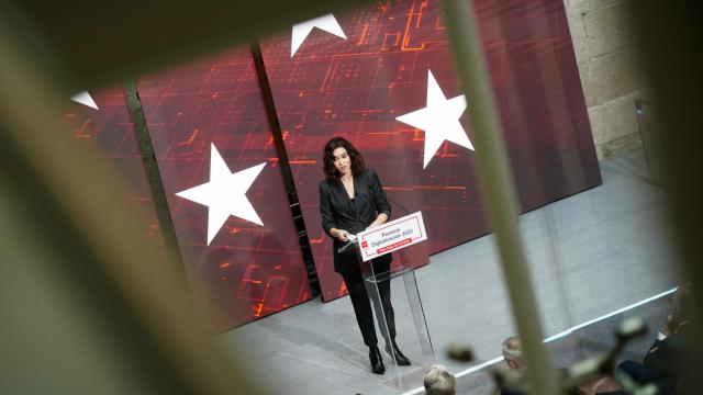Isabel Díaz Ayuso, durante la gala de entrega de premios de digitalización de la Comunidad de Madrid.