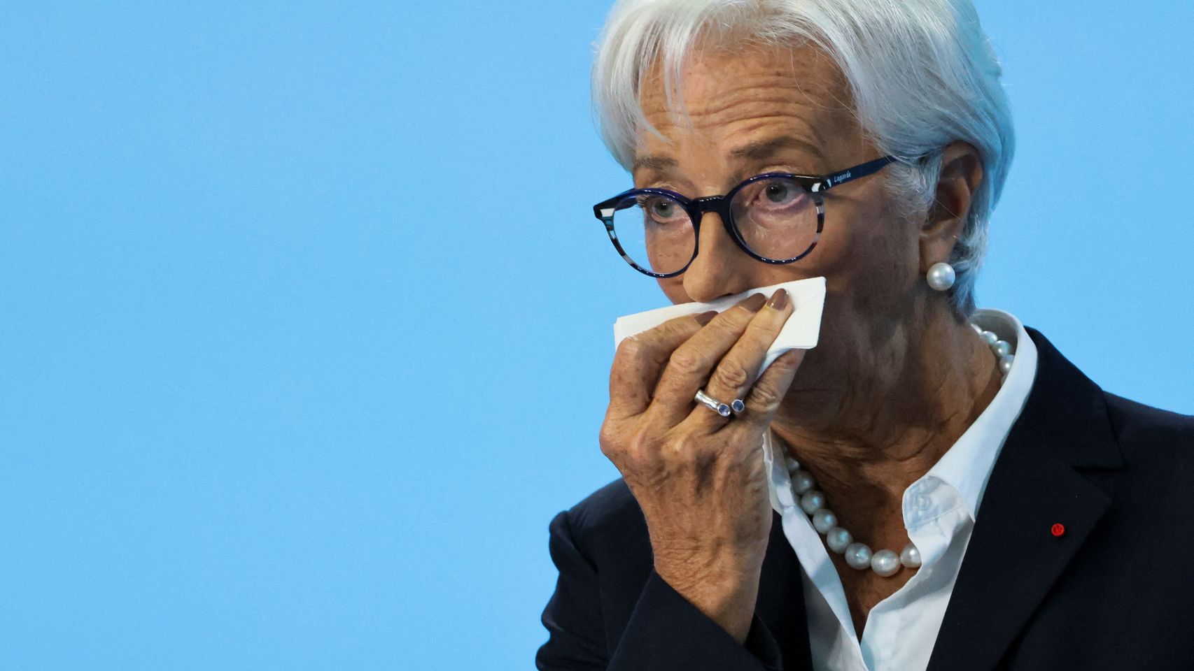 La presidenta del BCE, Christine Lagarde, durante la rueda de prensa de este jueves