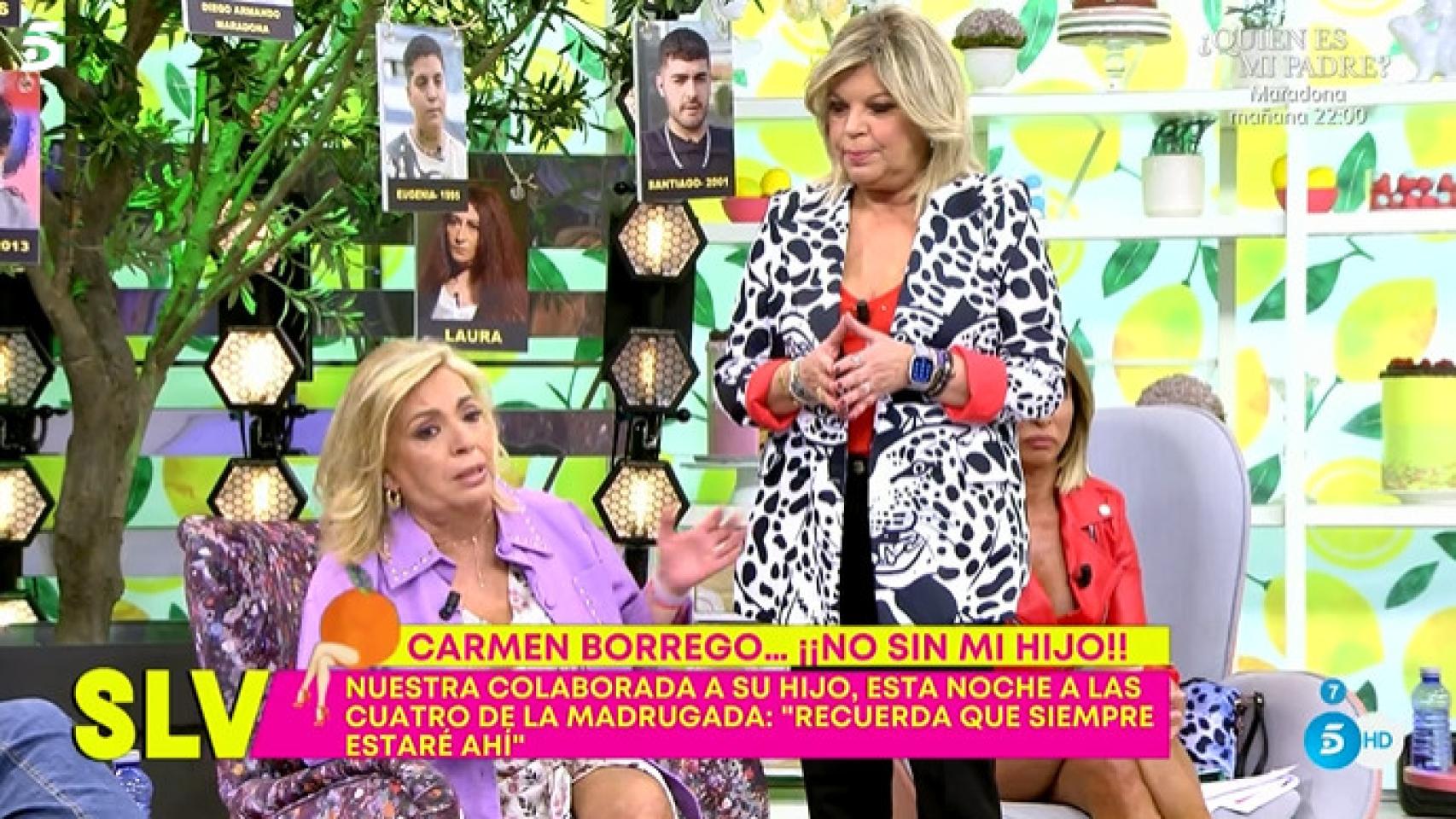 El llanto de Carmen Borrego tras emitirse los insultos a su nuera.