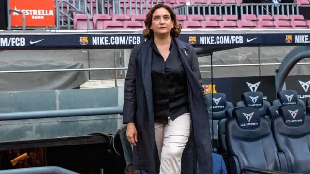 Ada Colau durante un acto en el Camp Nou