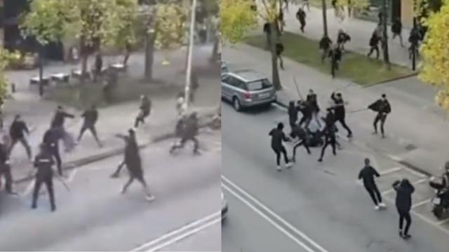 Dos lances de la batalla campal.