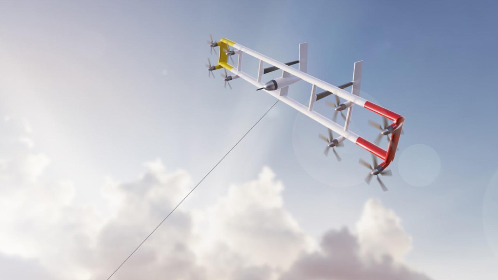 El aerogenerador volando.