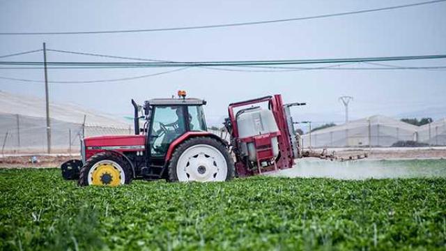 Un agricultor murciano regando su explotación agrícola.