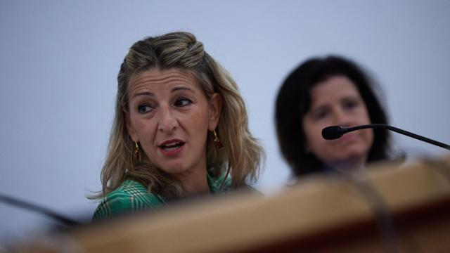 La vicepresidenta segunda y ministra de Trabajo y Economía Social, Yolanda Díaz, en las Jornadas Comisión Social de Juezas y Jueces para la Democracia, en la Facultad de Derecho de la Universidad de Alcalá.