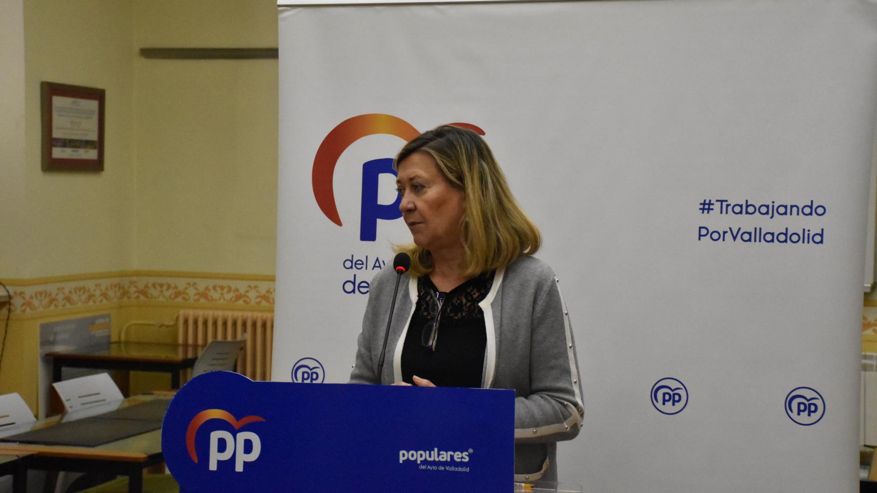 Pilar del Olmo durante la rueda de prensa de este miércoles en el Ayuntamiento de Valladolid.