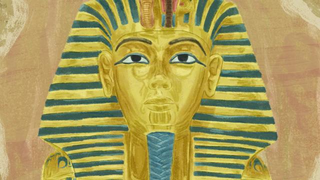 Dibujo de la máscara funeraria de Tutankamón.