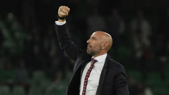 Monchi, tras el derbi sevillano en el Villamarín.