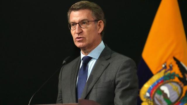 Alberto Núñez-Feijóo, presidente del Partido Popular, este jueves en Quito, Ecuador.