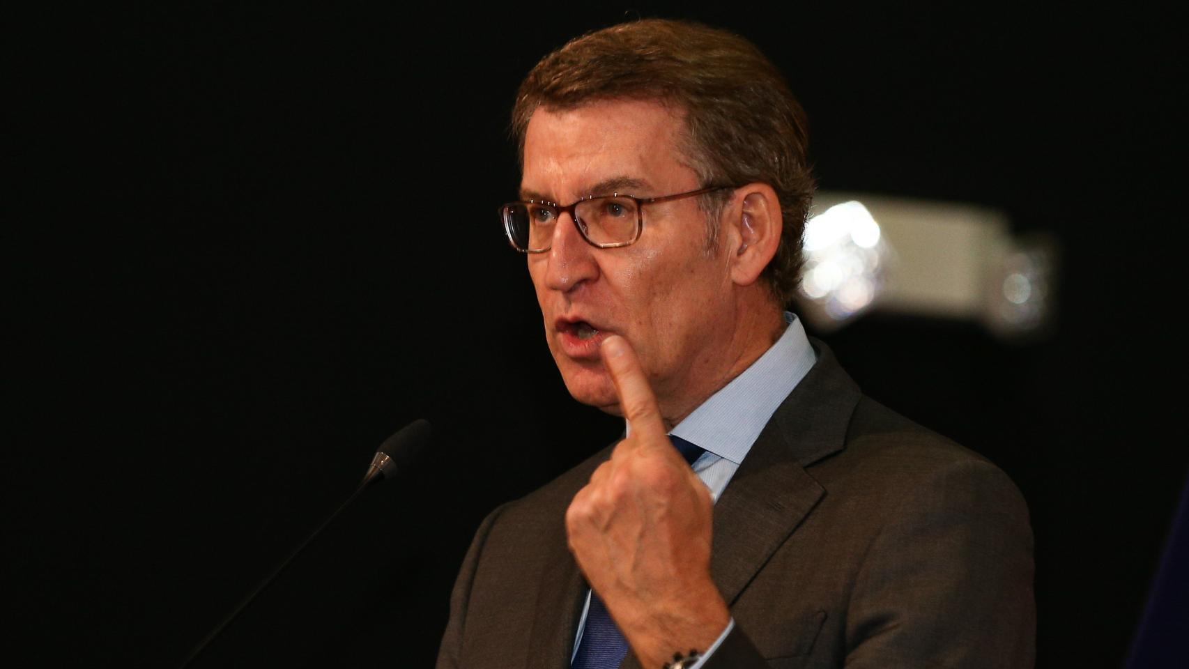 El presidente del PP, Núñez Feijóo, en la Universidad de las Américas (UDLA), este jueves en Quito, Ecuador.