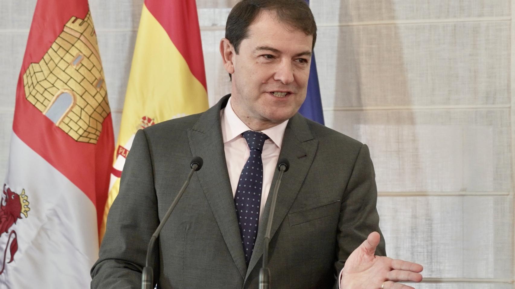 El presidente de la Junta de Castilla y León, Alfonso Fernández Mañueco, durante su intervención en un acto celebrado en la Junta