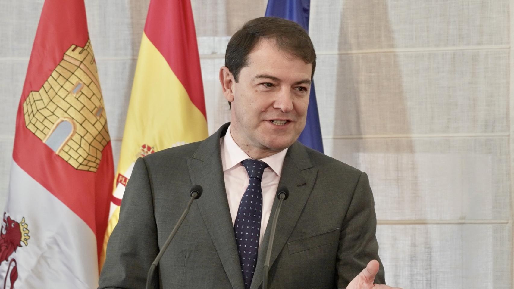 El presidente de la Junta de Castilla y León, Alfonso Fernández Mañueco, durante su intervención en un acto celebrado en la Junta
