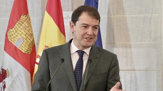 El presidente de la Junta de Castilla y León, Alfonso Fernández Mañueco, durante su intervención en un acto celebrado en la Junta