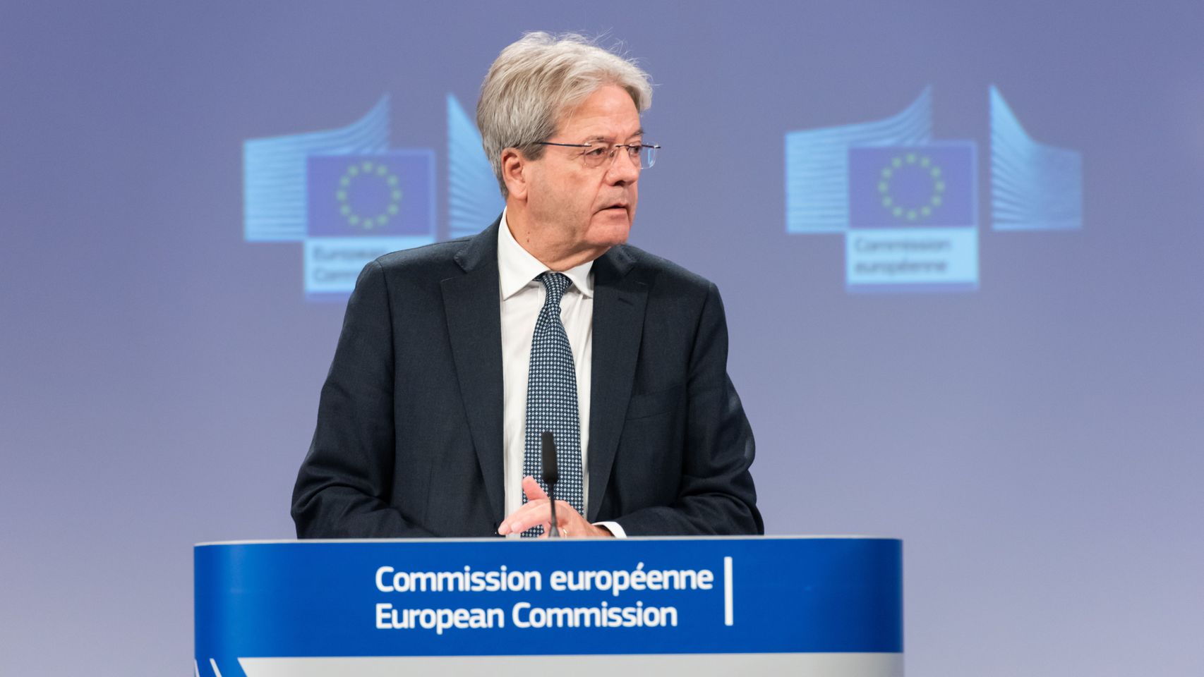 El comisario de Asuntos Económicos, Paolo Gentiloni, durante una rueda de prensa