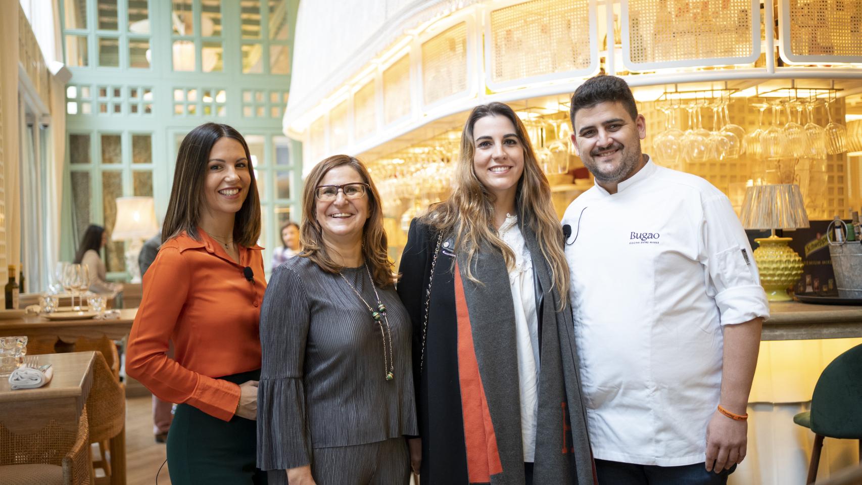 La nutricionista Elisa Blázquez, las suscriptoras de EL ESPAÑOL María Maroto y Gema Álvarez Mallo y el chef Hugo Ruiz