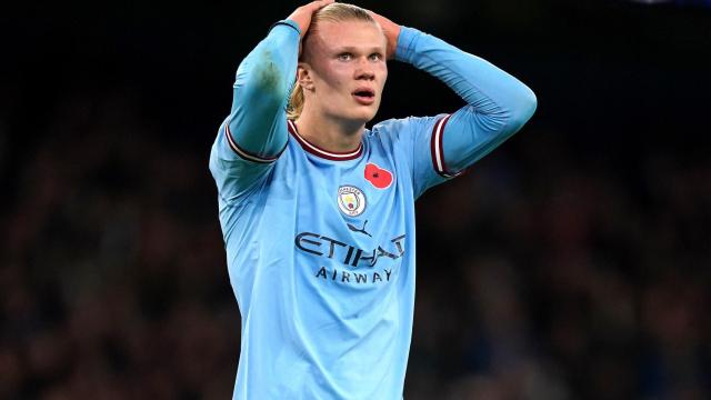 Erling Haaland, en un partido del Manchester City de la temporada 2022/2023