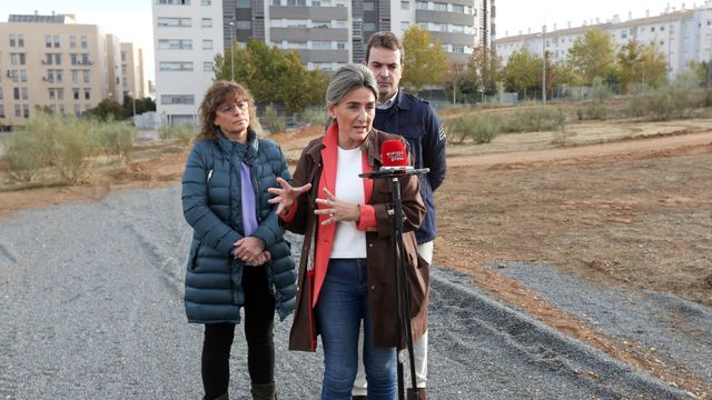Recta final del circuito de cross junto a la pista de atletismo del Polígono en Toledo