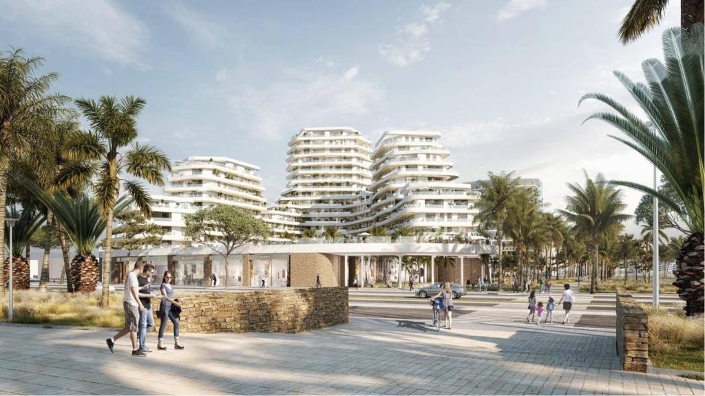 Diseño de los edificios proyectados en los suelos de La Térmica, en Málaga.
