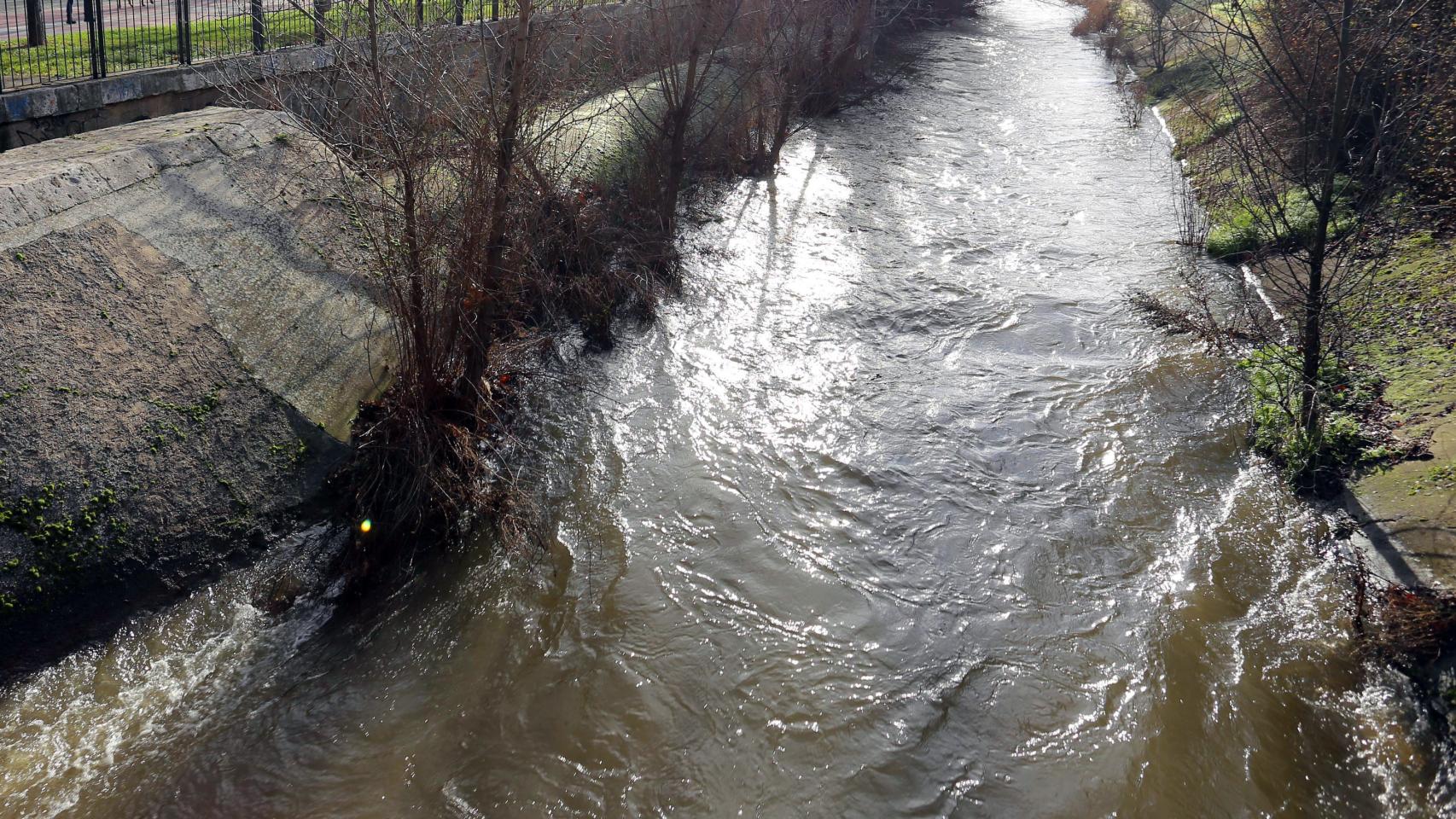 La crecida del río Esgueva a su paso por Valladolid.