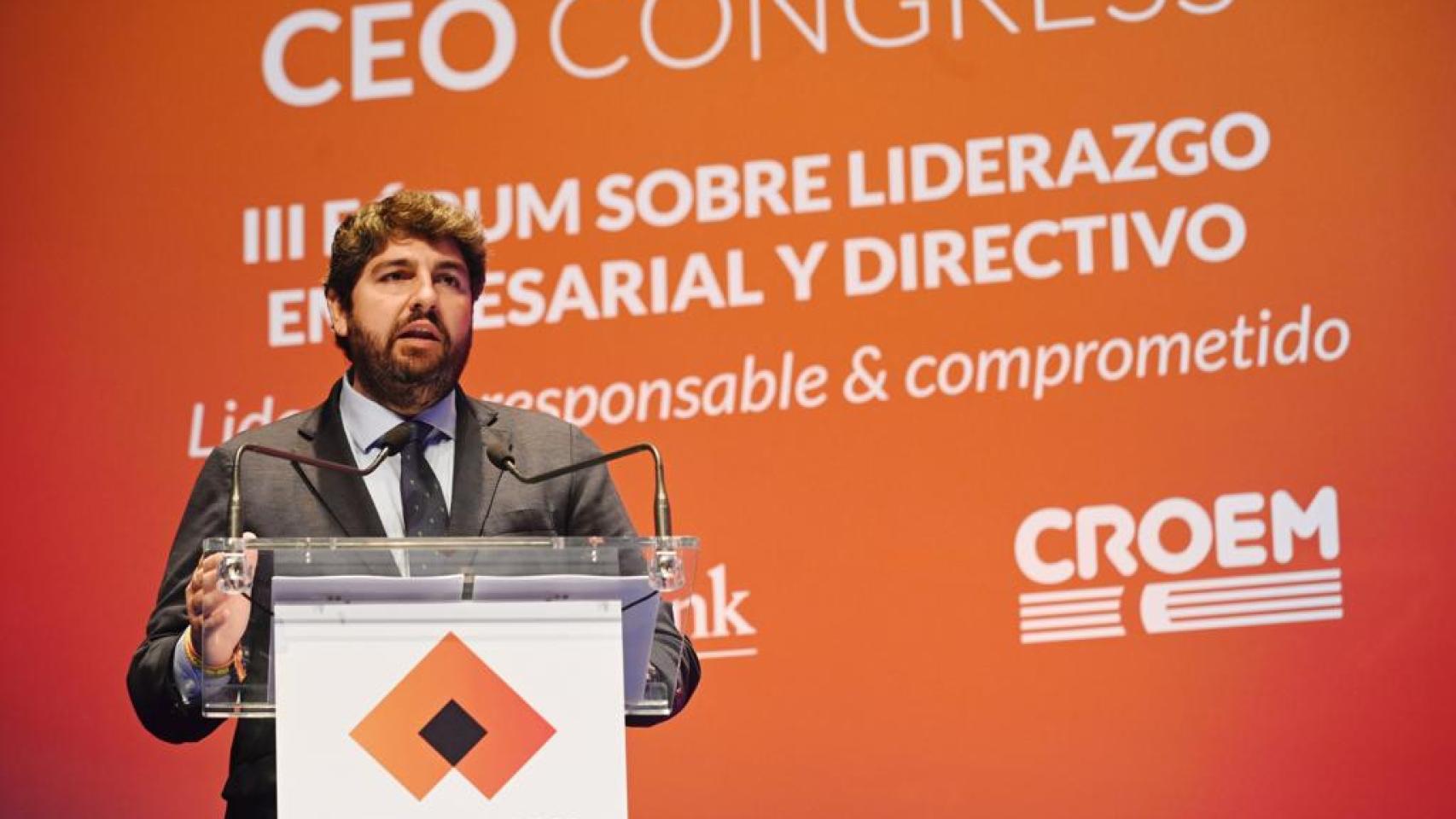 El presidente de Murcia, Fernando López Miras, este miércoles, en el ‘CEO Congress 2022’.