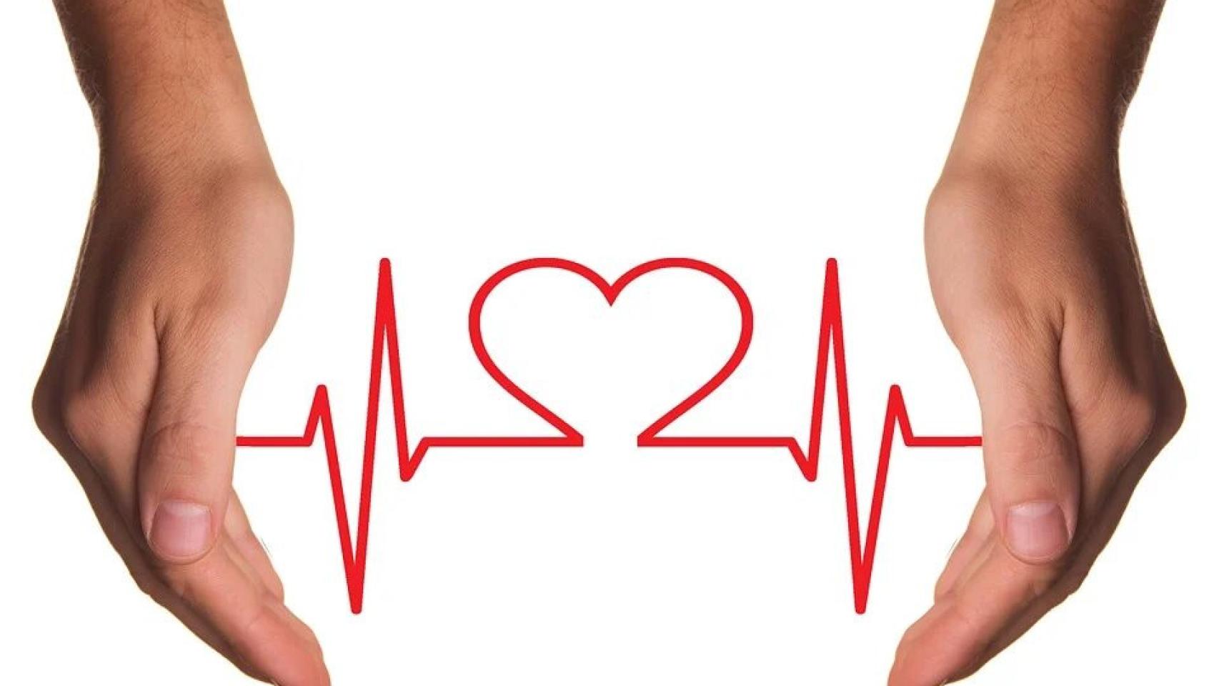 Electrocardiograma en forma de corazón.