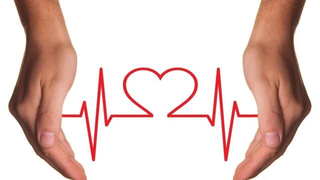 Electrocardiograma en forma de corazón.