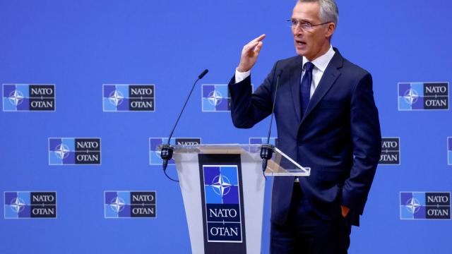 El secretario general de la OTAN, Jens Stoltenberg, durante la rueda de prensa de este miércoles