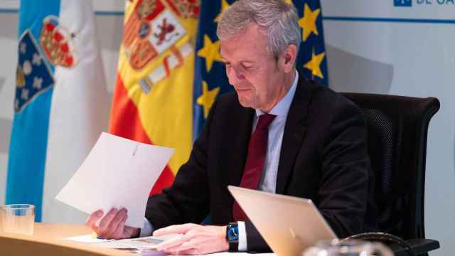 Alfonso Rueda en la reunión semanal del Gobierno gallego, en una foto de archivo.