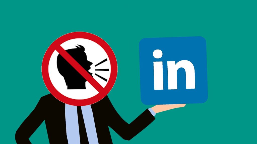 Una imagen corporativa de Linkedin con el logo de prohibido hablar.