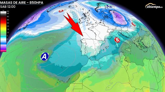 La masa de aire de frío polar que afecta a España. El Tiempo.es