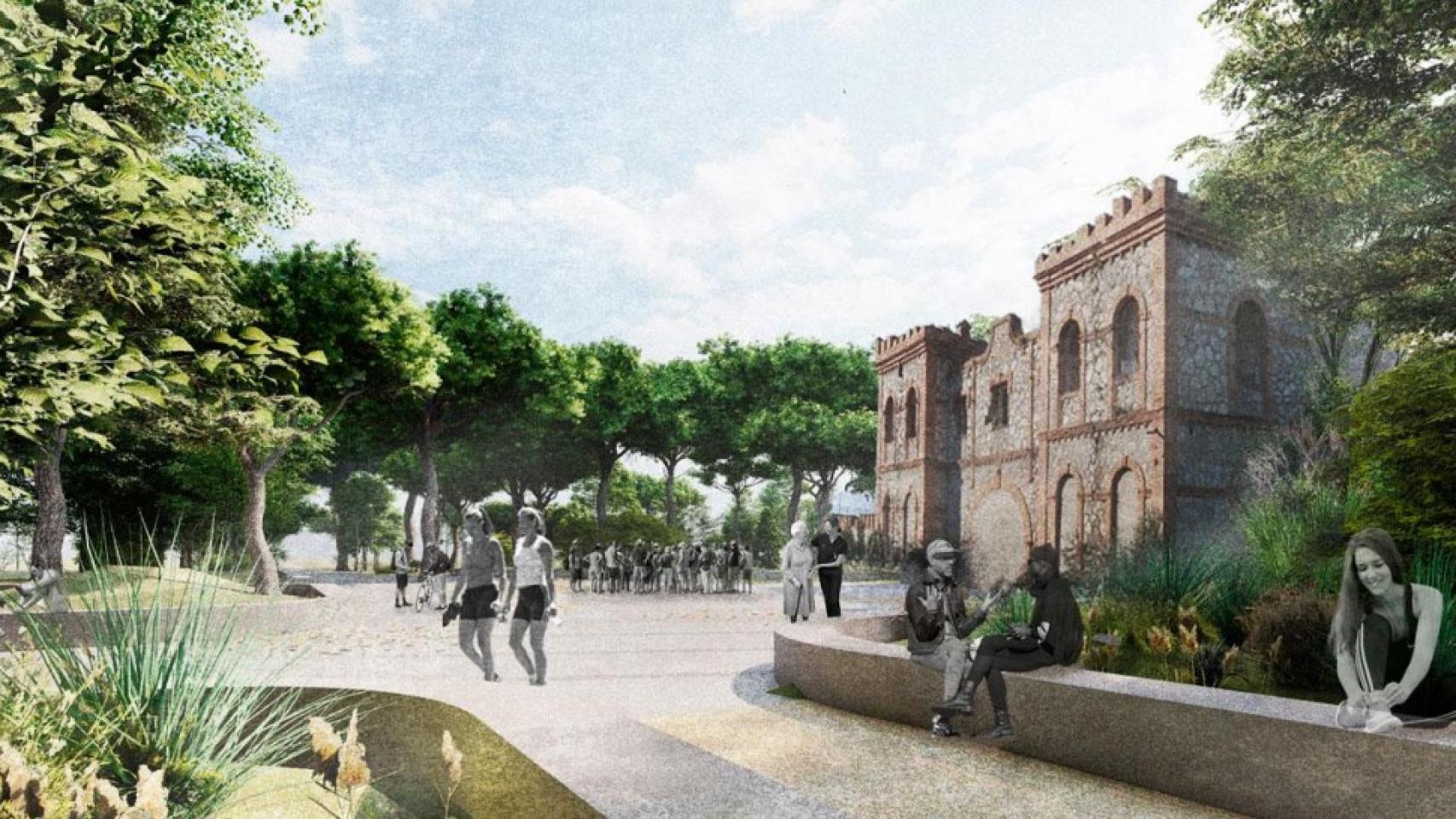Infografía del proyecto de creación de un parque en el antiguo Campamento Benítez de Málaga.
