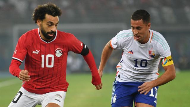 Mo Salah y Eden Hazard, durante un amistoso entre Egipto y Bélgica