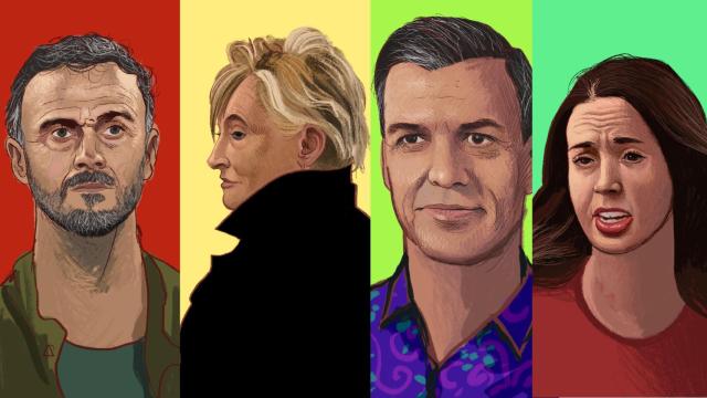 Luis Enrique, Sol Bacharach, Pedro Sánchez e Irene Montero.