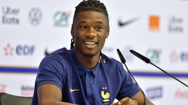 Eduardo Camavinga, en rueda de prensa con la selección de Francia