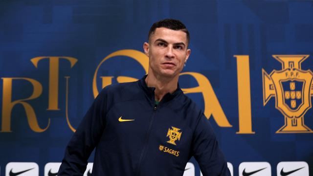 Cristiano Ronaldo, en sala de prensa durante el Mundial de Qatar
