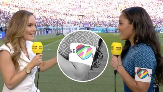 Alex Scott luce el bazalete arco iris en la BBC