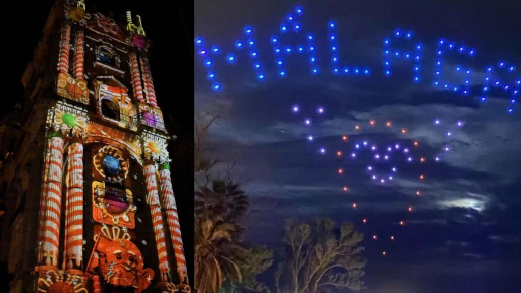 Vídeo mapping  sobre la Catedral de Málaga y show de drones en Málaga.