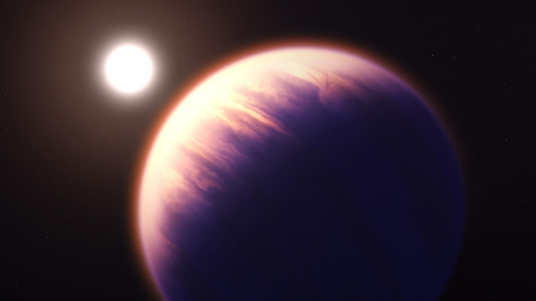Ilustración de WASP-39b basada en datos oficiales de la NASA.