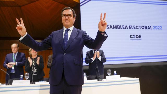 Antonio Garamendi, en el momento de confirmarse su reelección durante la asamblea electoral de CEOE.