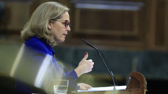 La vicepresidenta primera y ministra de Economía, Nadia Calviño, en una intervención en el Congreso.