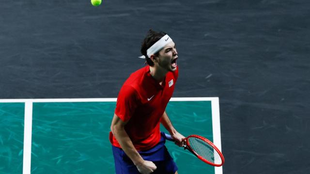 Taylor Fritz celebra su victoria ante Musatti en la Copa Davis