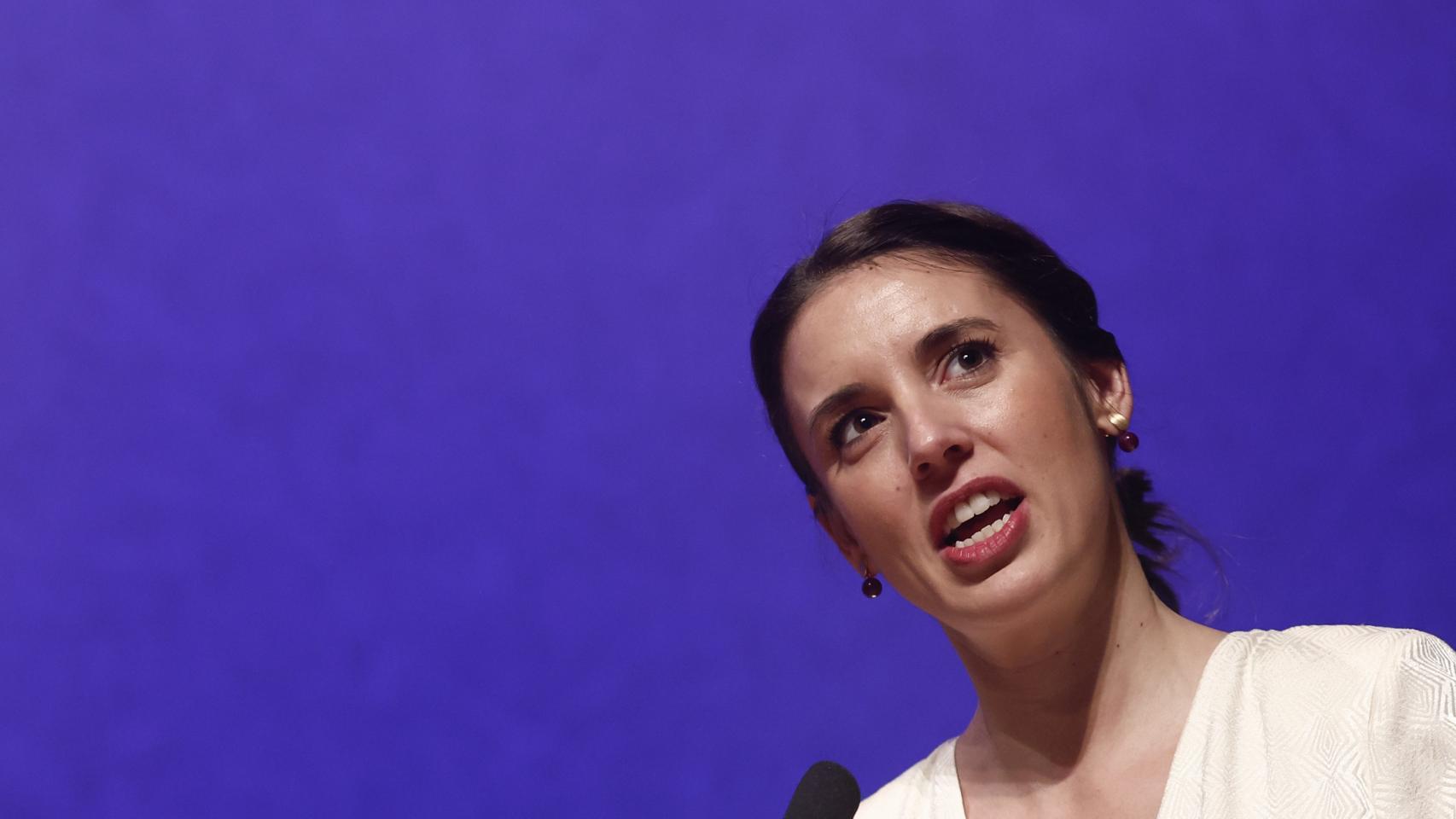 La ministra de Igualdad, Irene Montero, este viernes en un acto del Día Internacional contra la Violencia sobre la Mujer.