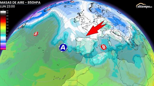 La entrada de aire frío procedente del norte. ElTiempo.es.