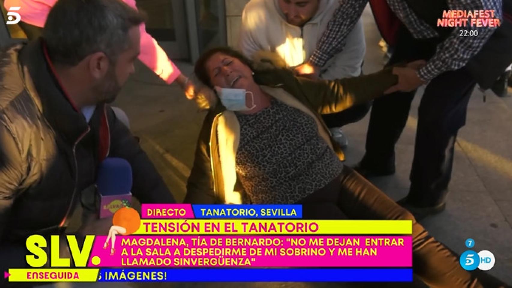 El desmayo de Magdalena, tía de Bernardo Pantoja, en pleno directo.