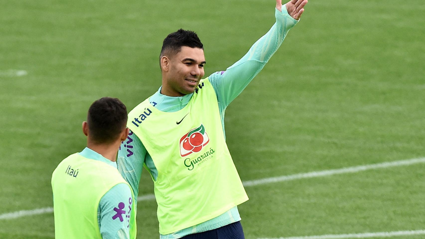 Casemiro, en un entrenamiento con Brasil.