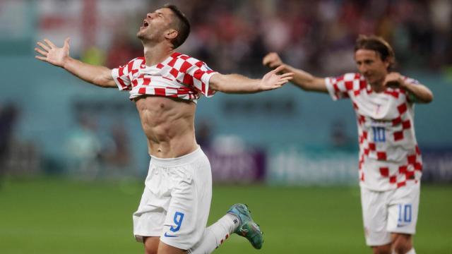 Kramaric celebra uno de sus goles ante Canadá en el Mundial