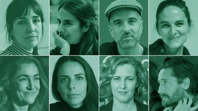 Alauda Ruiz de Azúa, Elena López Riera, Mikel Gurrea y Andrea Bagney. Abajo,  Avelina Prat, Estefanía Cortés, Carlota Pereda y Juan Diego Botto