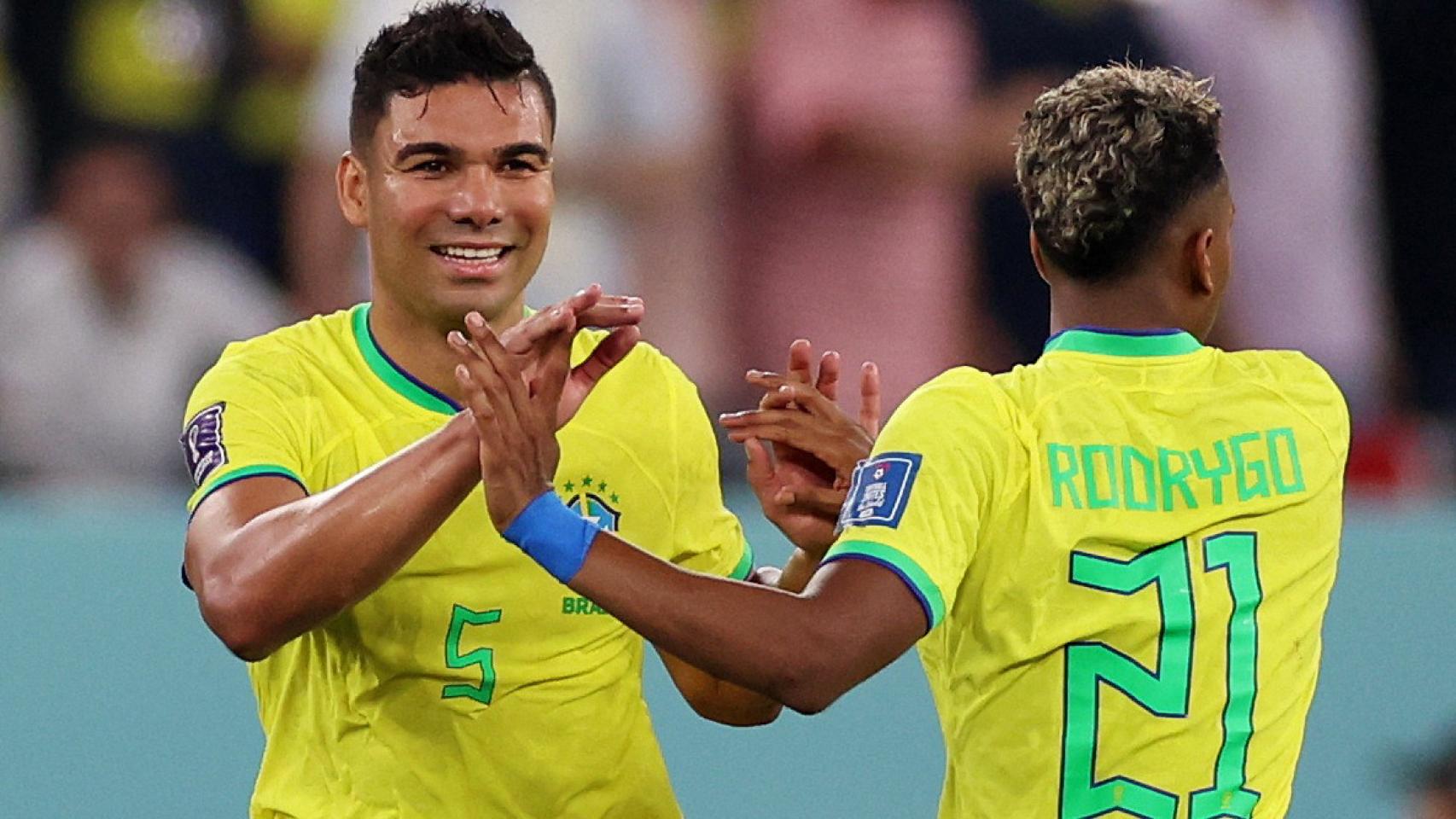 Casemiro, junto a Rodrygo.