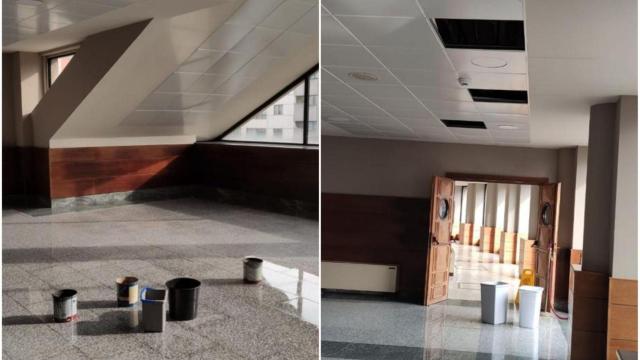 Quejas por las goteras en los pasillos del Palacio de la Ópera de A Coruña